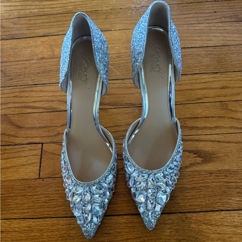 Badgley Mischka Silver Jewel heels
